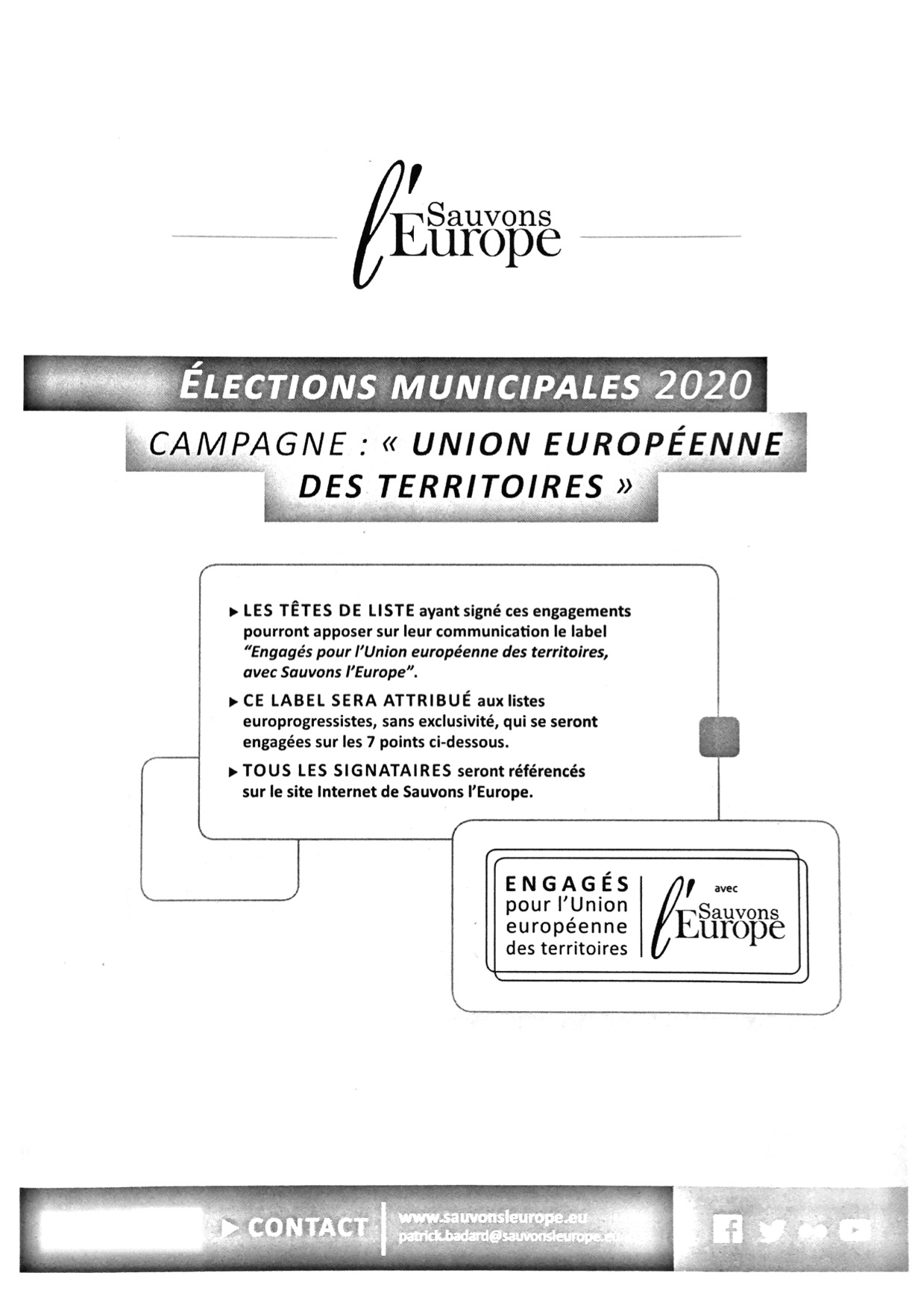 Page 1 de la charte UE des territoires